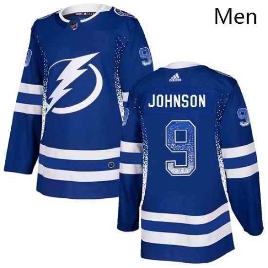 Mens Adidas Tampa Bay Lightning 9 Tyler Johnson Authentic Blue Drift Fashion NHL Jersey